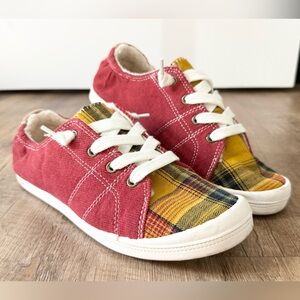 Jellypop Fall Flannel Plaid And Corduroy Womens‎ Slip On Sneakers Size 9.5